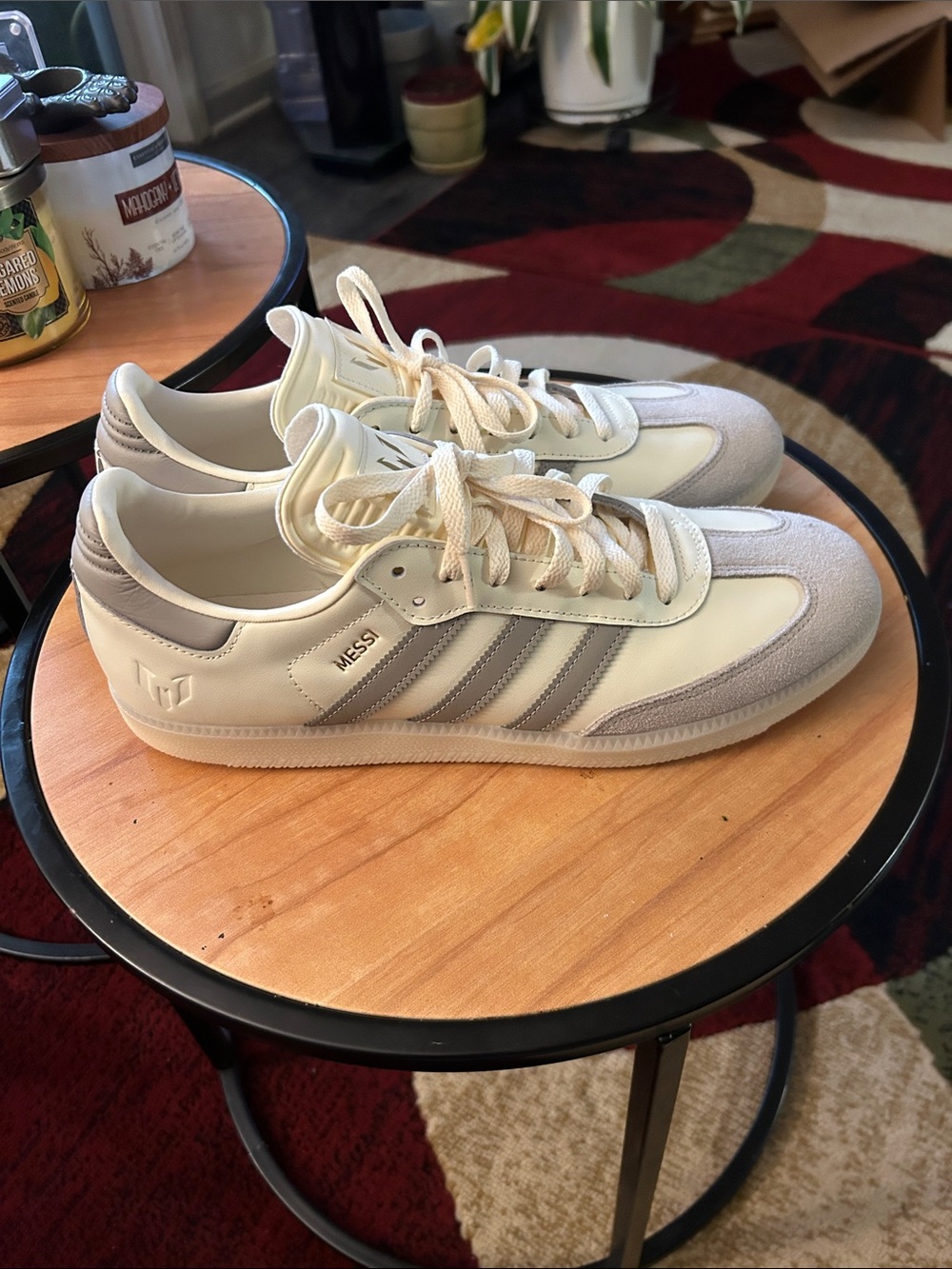 adidas Samba Lionel Messi Low-Top Sneakers in Cream and Light Gray
